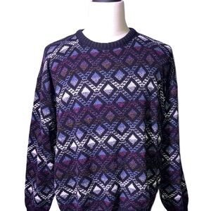 Vintage 90s Atrium Geometric Pattern Knit Sweater Sz XL Made in USA